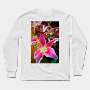 Pink Lily Lilium Herbaceous Flowering Plants Long Sleeve T-Shirt